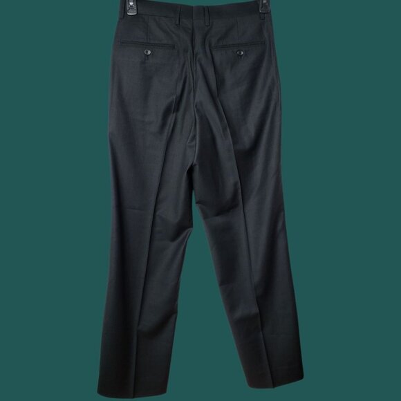 Royal Pinstripe Dress Pants Wool Blend  Formal Trousers BLk Size 30x40 - Picture 2 of 16